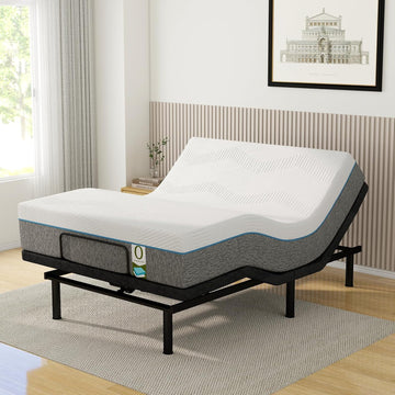 Queen Adjustable Bed Frame with Mattress Head and Foot Lift & Head-Pillow-Tilt, Electric Bed Base with Under-Bed LED