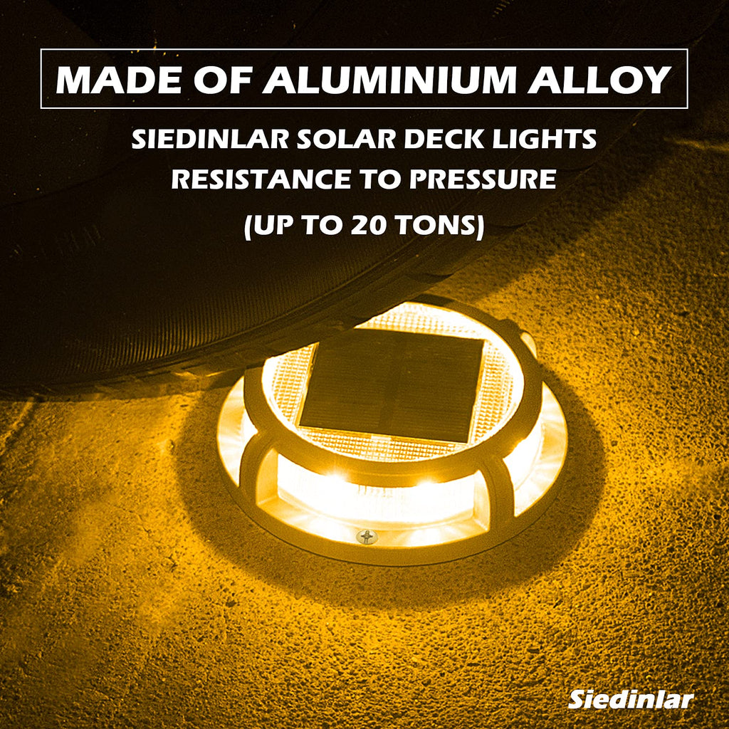 Solar Deck Lights Outdoor 2 Modes 16 LEDs 4 Pack White/Warm Light