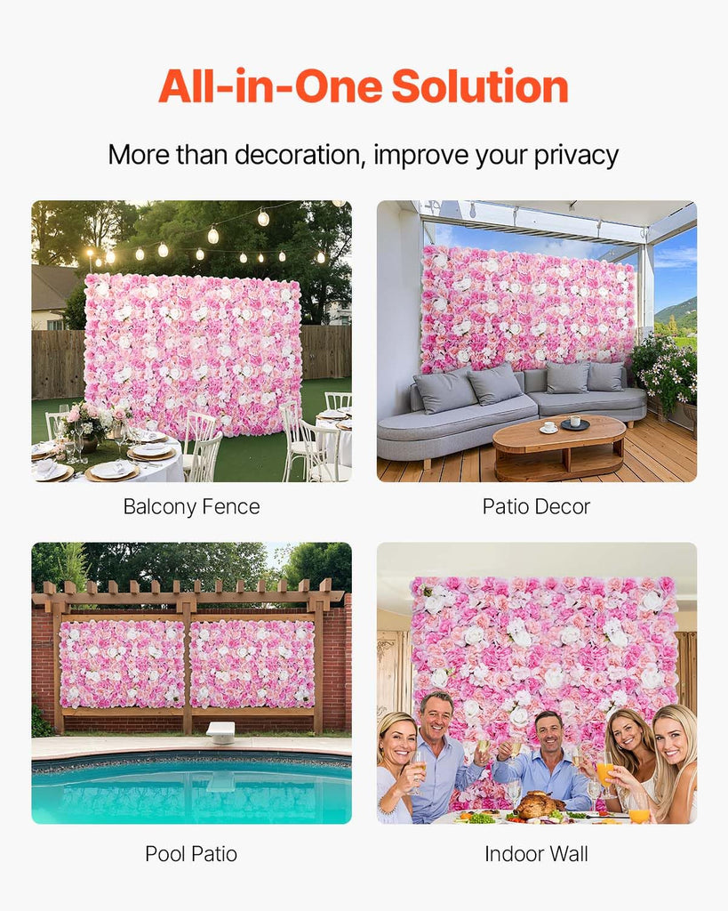 3D Flower Wall Panel, Artificial Floral Wall Background Mesh Backing Mat, Seamless Design&Easy Installation for