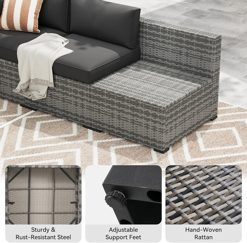 7-Piece Patio Furniture Set, Wicker Outdoor Furniture with Thick Cushions | Rattan Patio Conversation Sets with