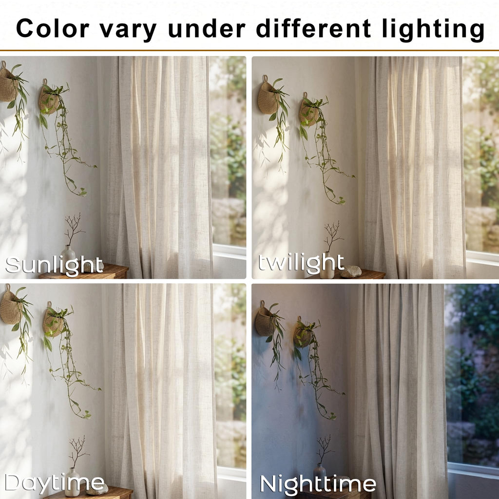 120 Inch Linen Curtains for High Ceiling Living Room Patio Sliding Door, 10 FT Extra Long Floor to Ceiling Semi Sheer