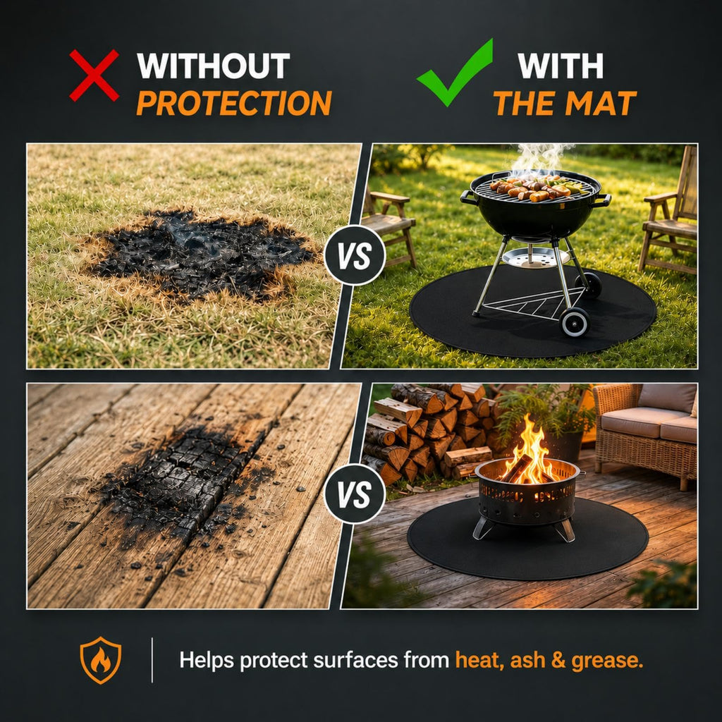 48 inch Round Fire Pit Mat for Outdoor Grills, Black