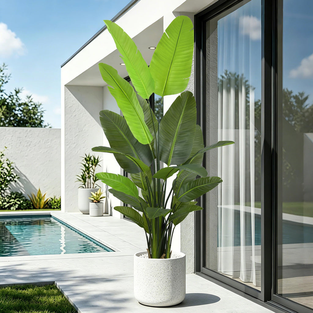 7FT Artificial Bird of Paradise Tree, 84 Inch Tall Faux Tropical Floor Plant with 22 Lifelike Leaves, Large Fake