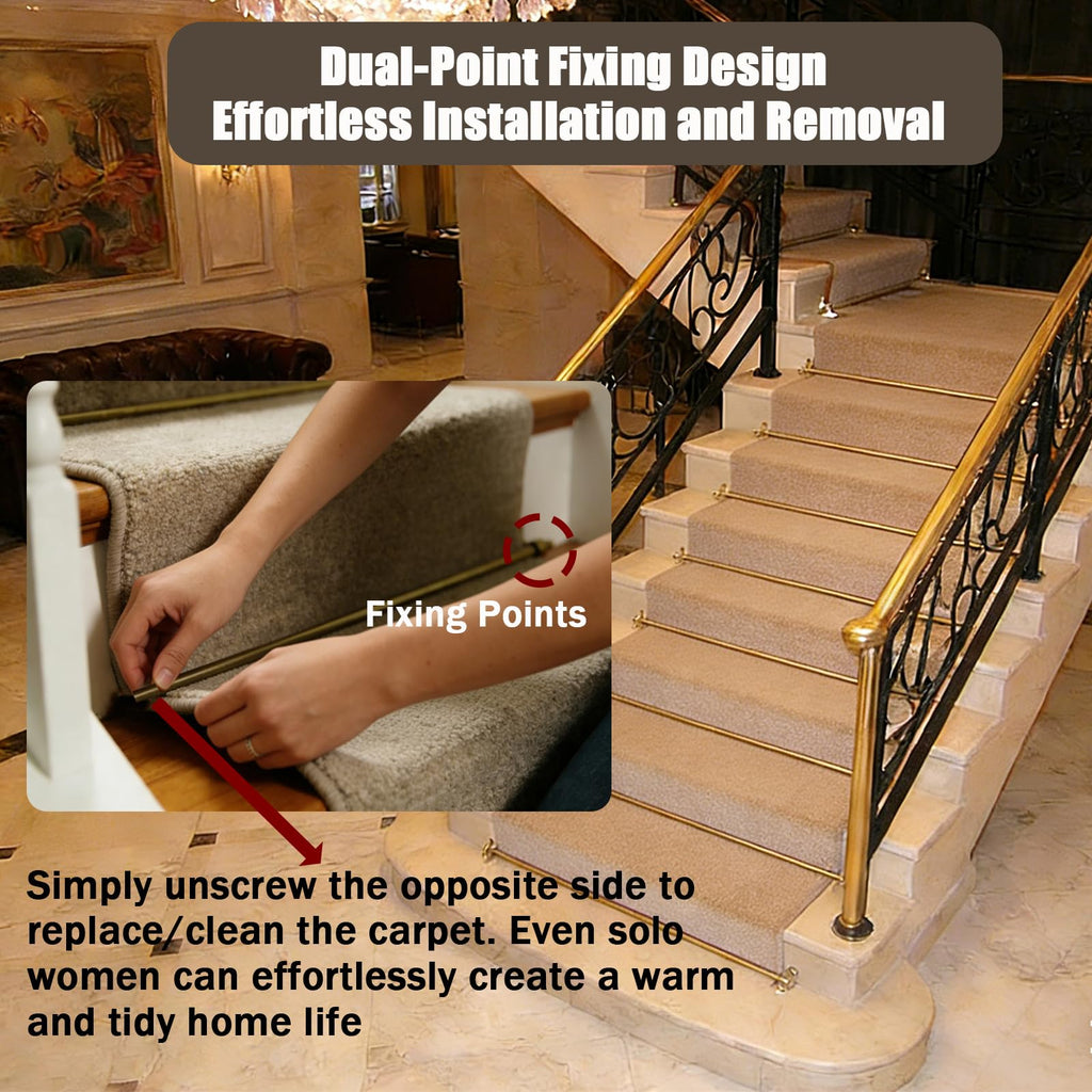 32" Stairs Carpet Rod for Runners of 16 pcs, for Carpets 0.5-0.75" Thick