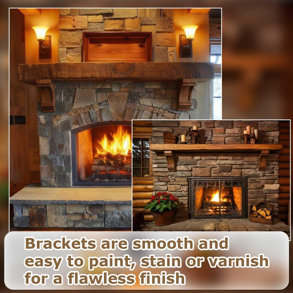 2 Pack Solid Wood Corbels, 3 1/4" w X 4" d X 8" h, Built-in