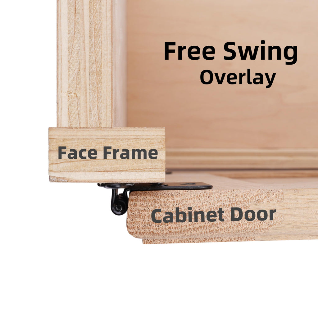 Free Swinging (Non Self-Closing) Overlay Cabinet Hinges Black - 50 Pack (25 Pairs) Cabinet Doors - Matte Black