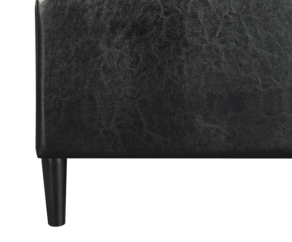 Designs4Comfort Magnolia Storage Ottoman with Reversible Trays, Black Faux Leather