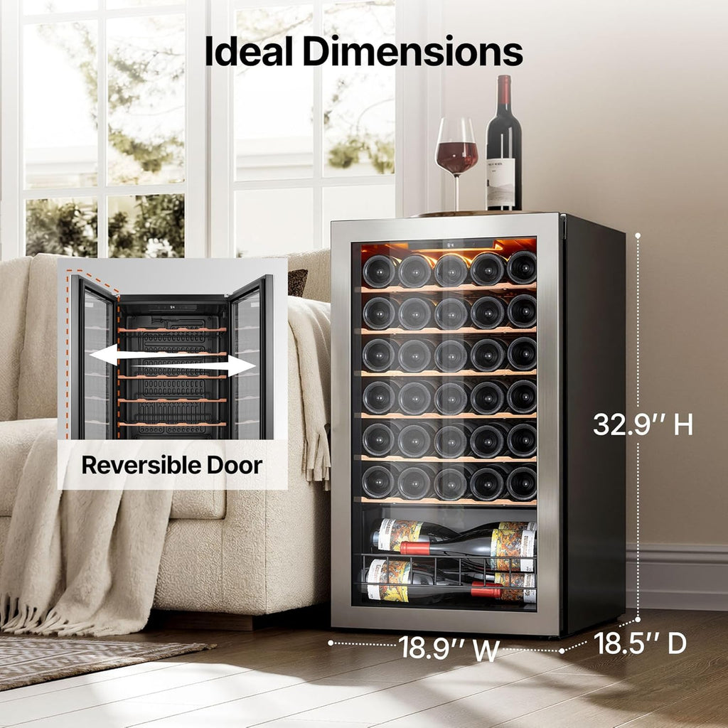 34 Bottle Wine Fridge, Wine Cooler Refrigerator, Wine Refrigerators with Double-