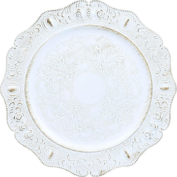 White Charger plates, 13 Inch Set of 6 Chargers for dinner plates, Serve ware Plate for Wedding Bulk, Parties