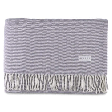 Celine Herringbone, 100% Cotton Throw Blanket - Lilac