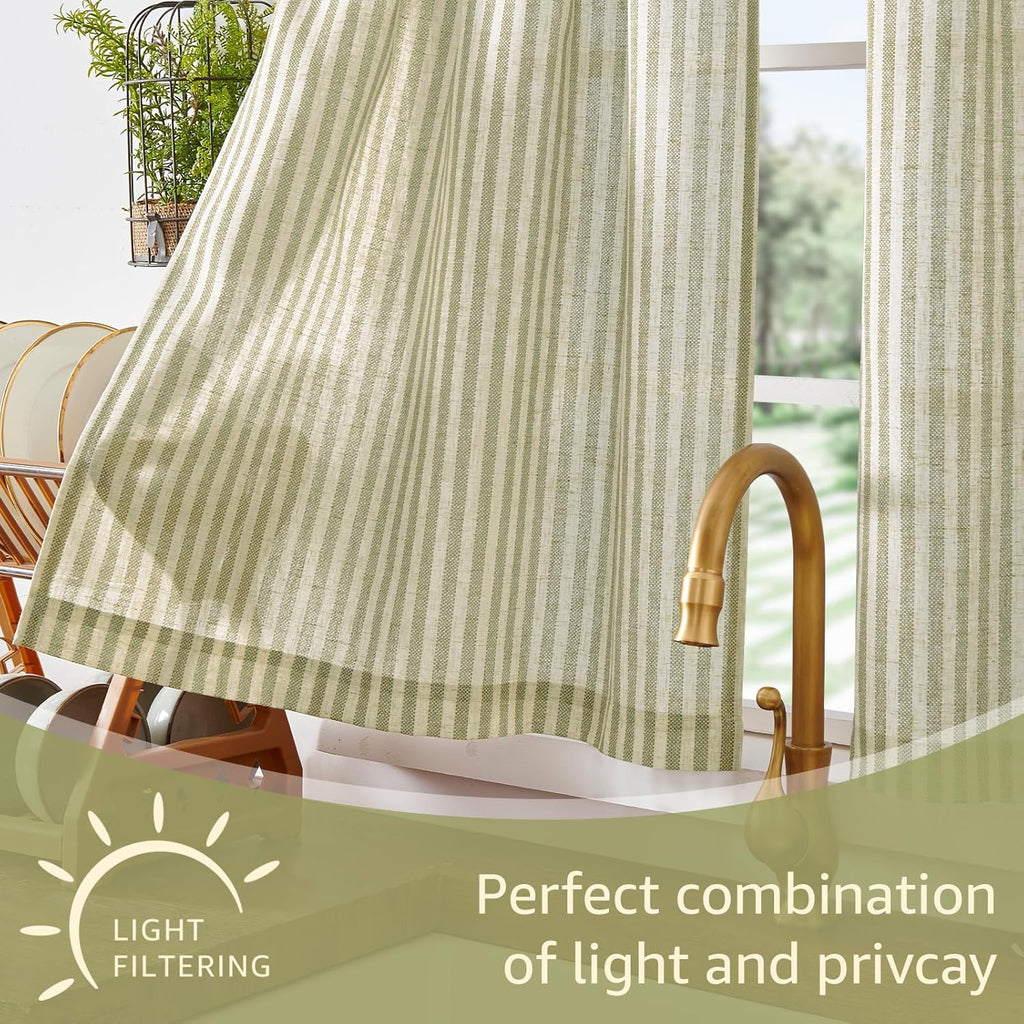 Kitchen Curtains and Valances Set Striped Tier Curtains Ticking Stripe Linen Curtains Pinstripe Cafe Curtains 36 Inch
