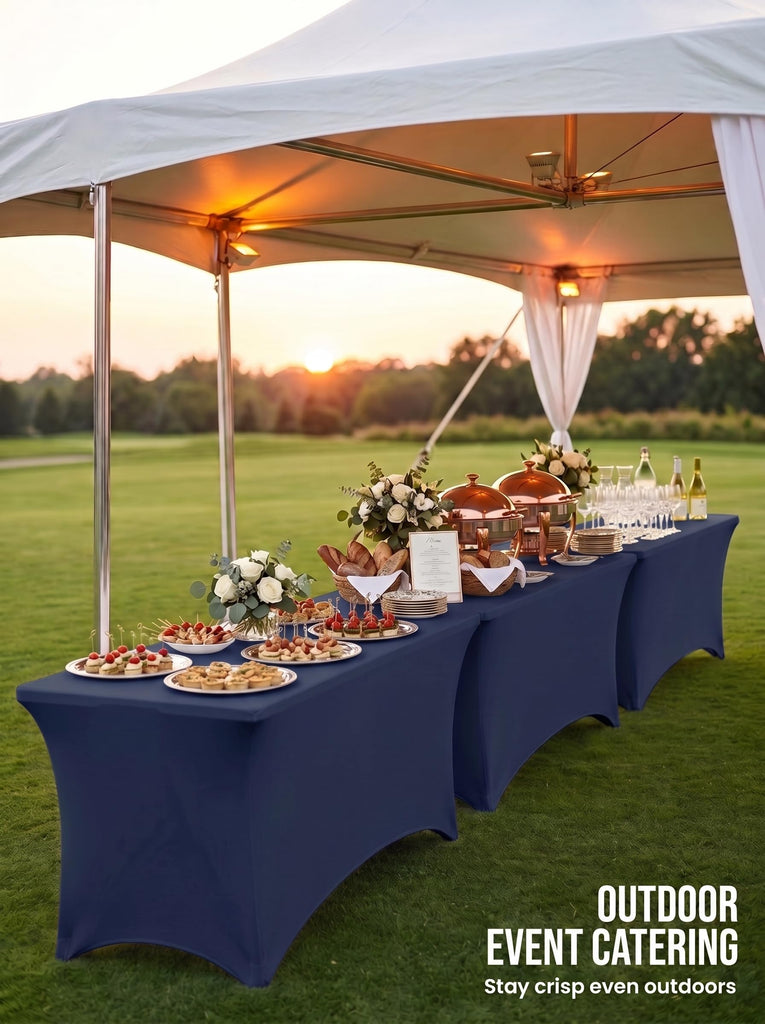 6 Ft 10-Pack Tablecloths, Bulk Box, Hotels, Banquets & Events, Navy Blue