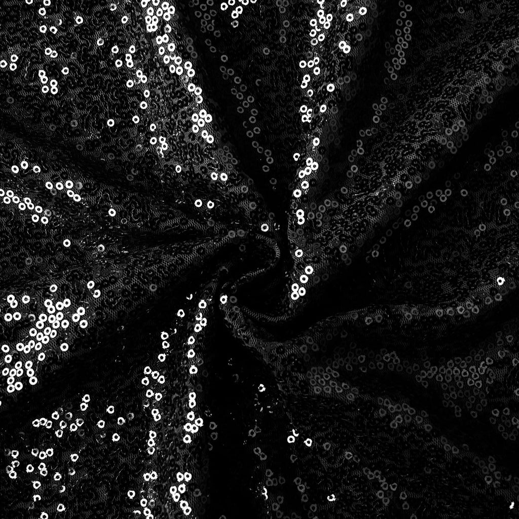 2 Yard Sequin Fabric by The Yard, Black, 48 Inch Width