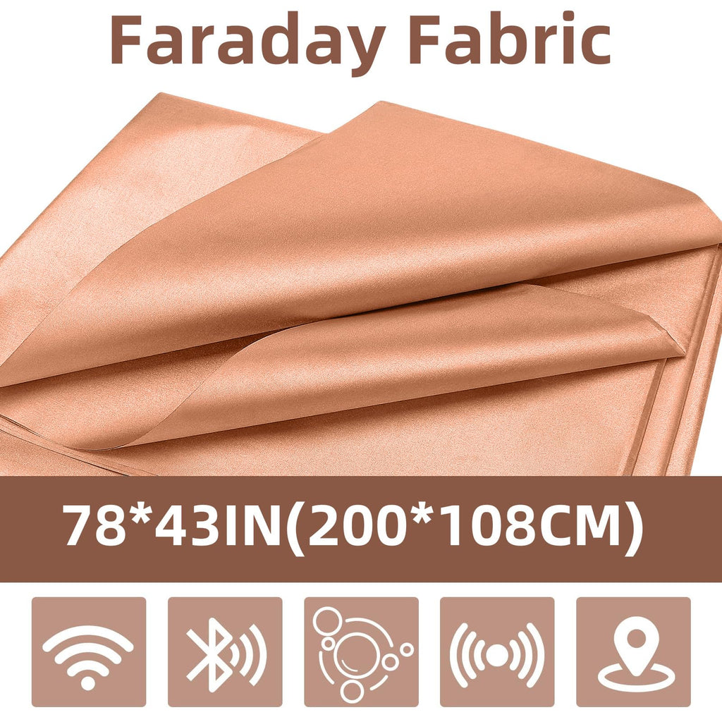 Pure Copper Faraday Fabric RF & LF Electromagnetic Fields Gold Color Blocking Fabric 5 Meters (197"x43" inch)