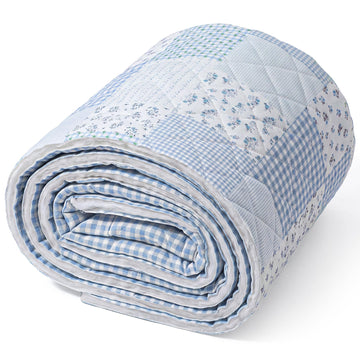 55 x 39 Inch Pre-Quilted Fabric with Filling, Blue, Classic