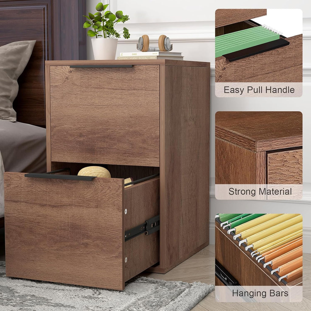 File Cabinet, 2 Drawer Filing Cabinet , Modern Farmhouse File Cabinets with Hanging Rail for Letter Files,Small