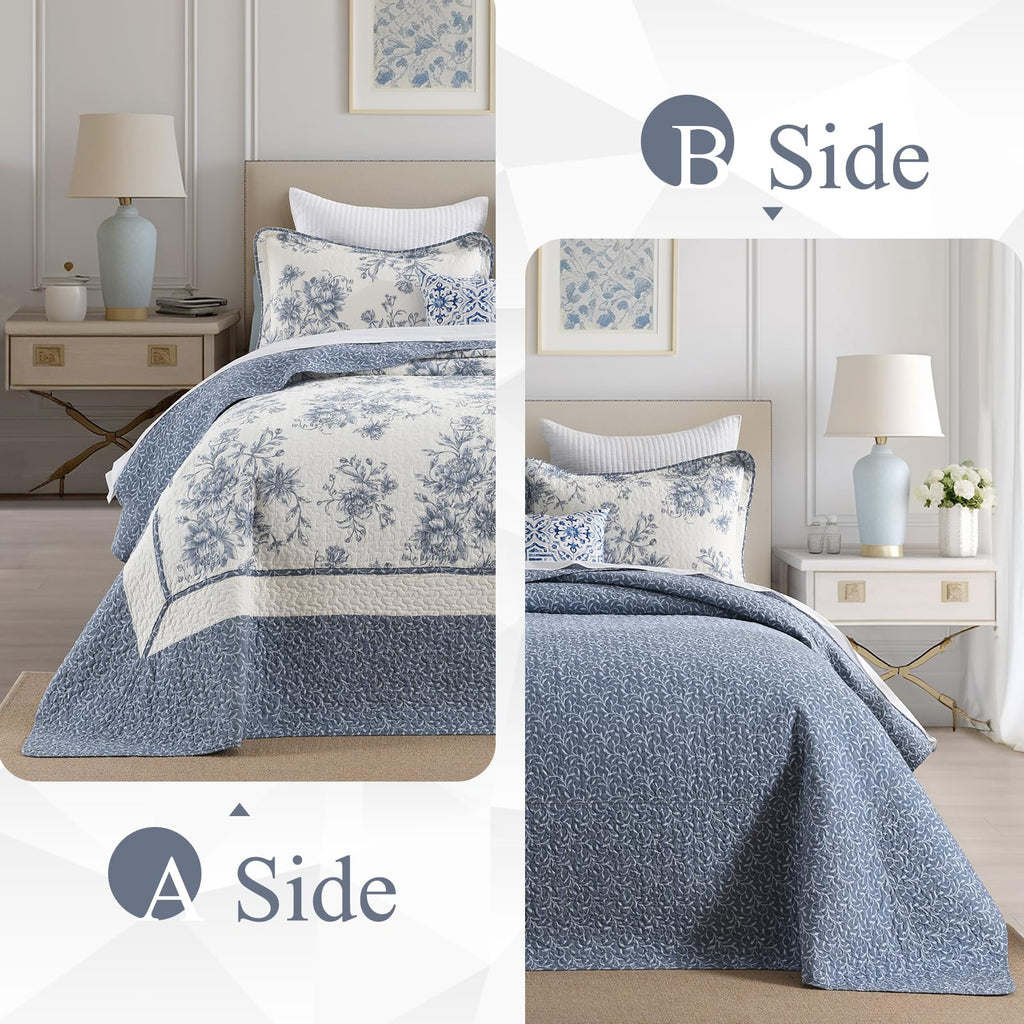 100% Cotton 120x120, Indigo Blue Floral