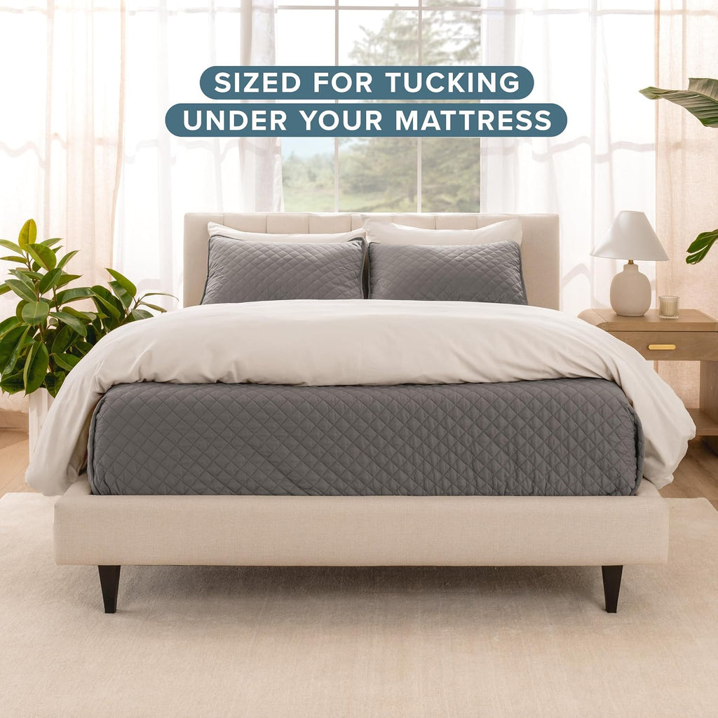 Coverlet Set - King - Lightweight Bed Decor - Comforter Alternative - All-Season Quilted Bedspread (King, Grey)