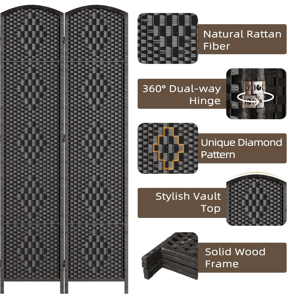 Room Divider Panel, 4 Panel Partition Room Dividers Screen, Black
