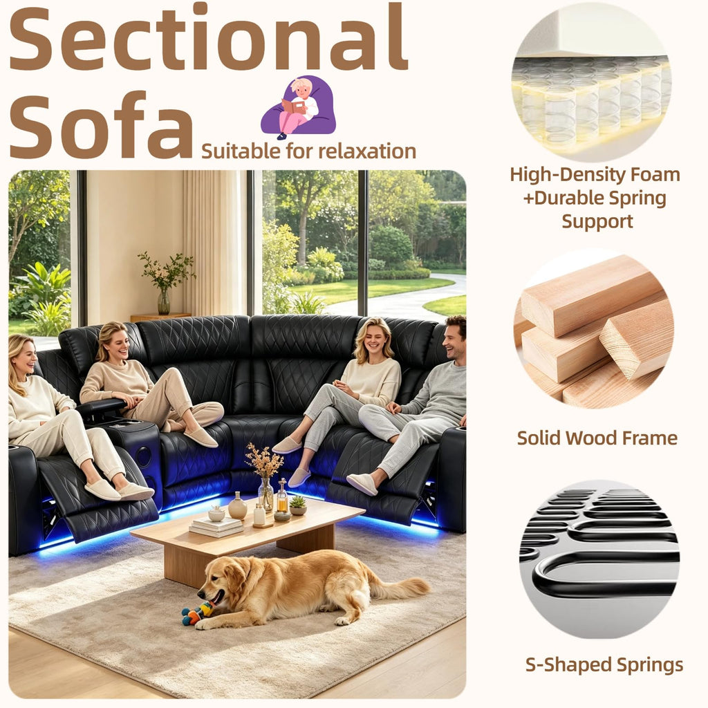 Power Reclining Sectional Sofa with Speakers & USB Ports