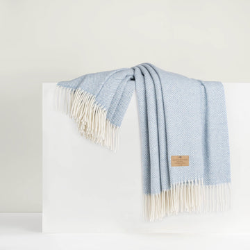 Light Blue Juno Cashmere Blend Throw - Made in Italy - 51" W x 67" L - Luxurious Cashmere Blend Throw in Neutral