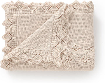 Cotton Knit Baby Blankets Neutral Cozy Crochet Receiving Crib 30x40