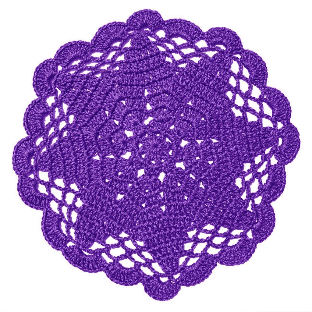 3 PCS 7 Inch Crochet Lace Doilies Coasters Handmade Knitted Small Plants Mug Cup Place Mats (Dark Purple)