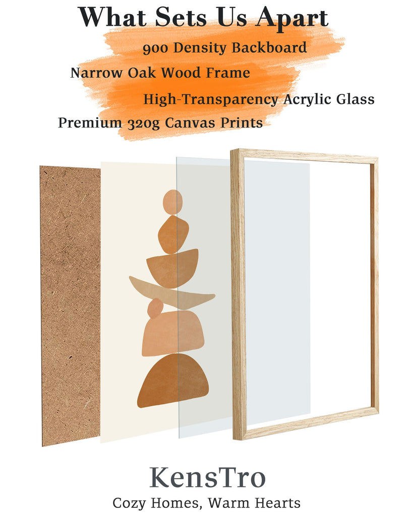 16x20 Oak Framed Beige Boho Christian Abstract Wall Art