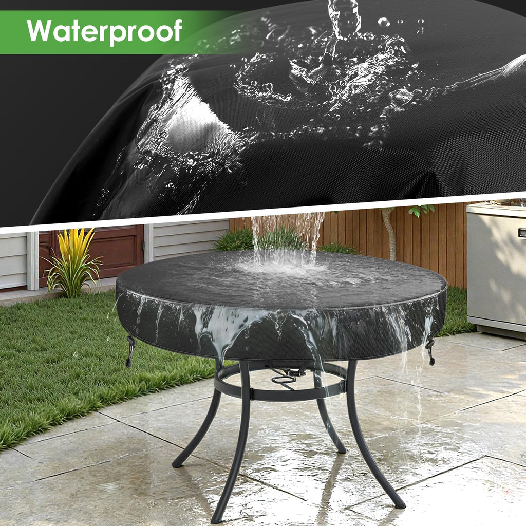 Round Outdoor Table Covers Waterproof, 54"Dia Patio Table Cover, Black
