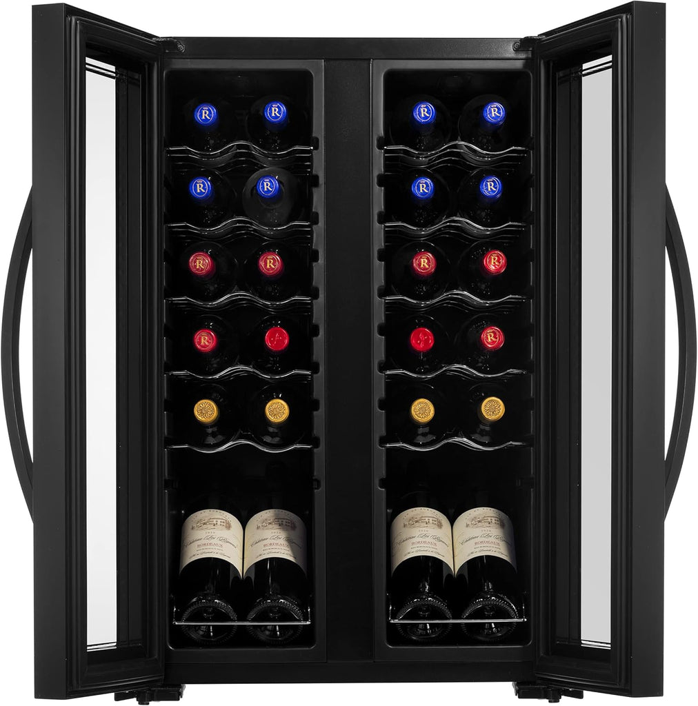 24 Bottle Wine Fridge | Dual Zone Wine Chiller | Adjustable Temperature 41°F to 