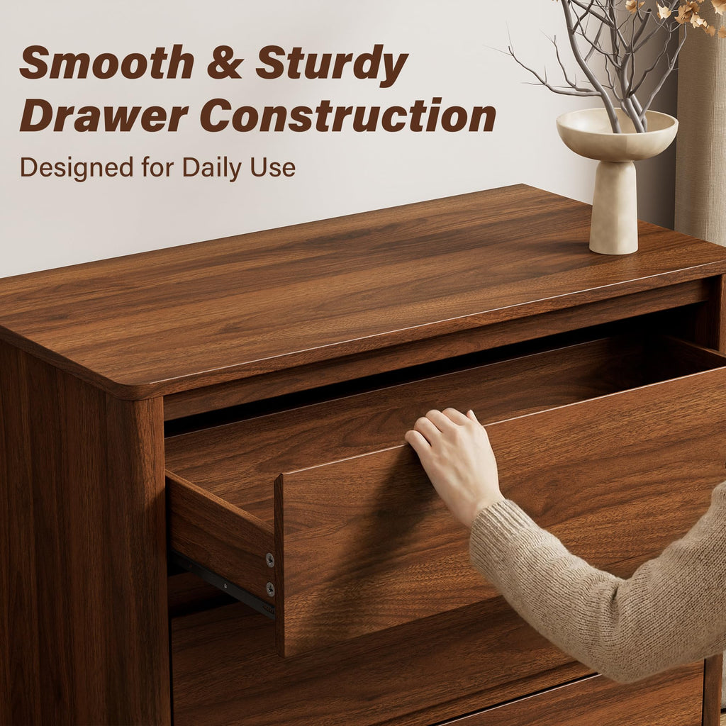 45" Tall 5 Drawer Wood with Legs, Walnut