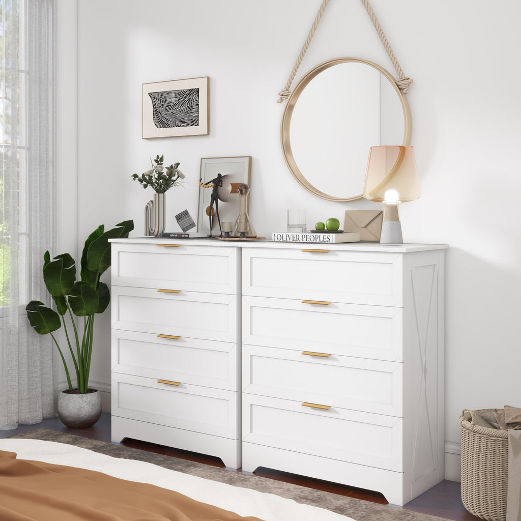White 4 Drawer, Modern Chest of Drawers