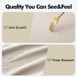 Beige Rectangle Linen Polyester Tablecloth with Decorative Cutouts Spring Waterproof Stain Resistant