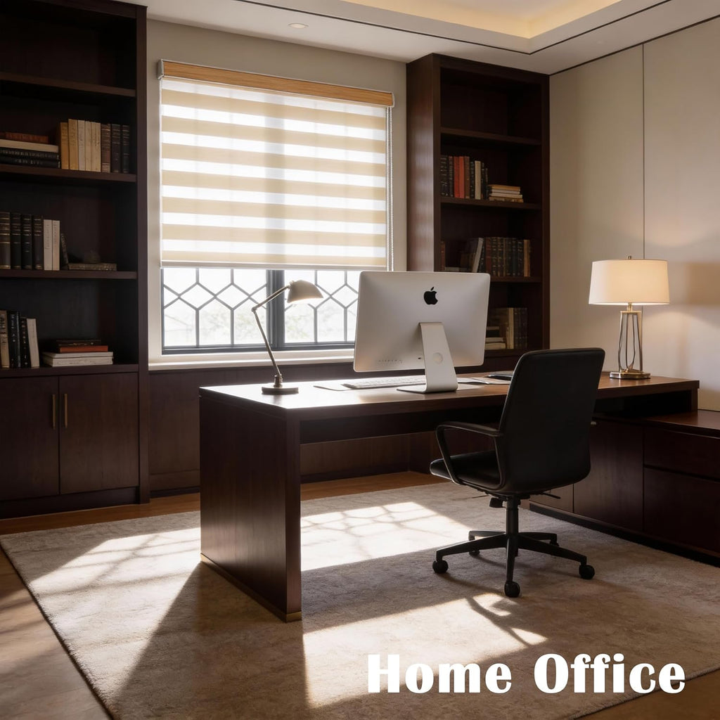 Custom Zebra Blinds for Windows Light Filtering Dual-Layer Window Shades for Privacy Free-Stop Sheer Shades Roller