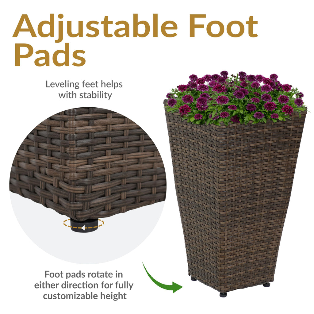 20" Square Tall Wicker Outdoor Planter, Brown, 8pk