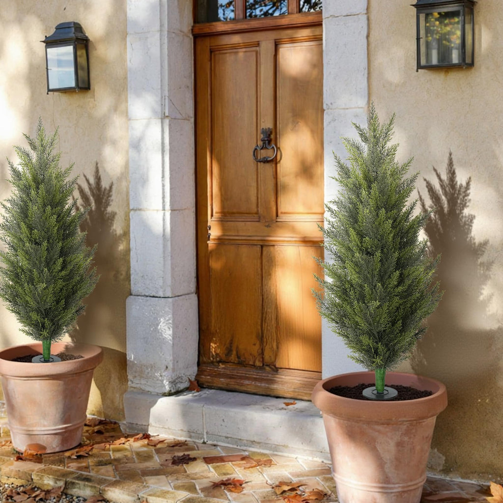 3.6FT Fake Topiary Trees Artificial Outdoor 2 Pcs UV Resistant Shrubs