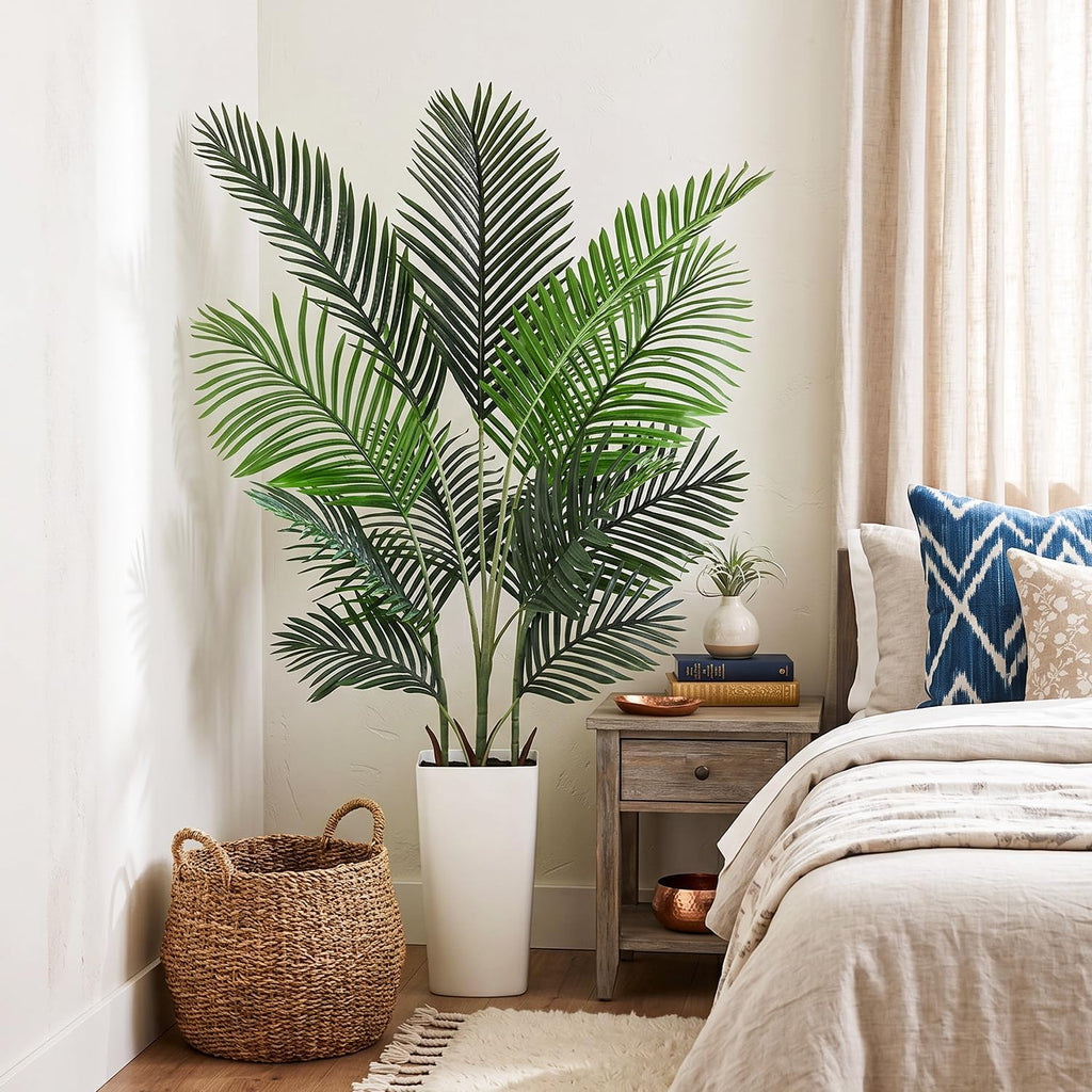 Artificial Palm Tree 5ft Tall Realistic Faux Palm Plant with Nursery Pot Living Room Decor Easy Setup Low Maintenance