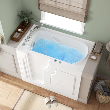 Floridian 55" x 33" Walk-in Whirlpool Bathtub with 16 Air Water SPA Jets and Left-Side Door Opening and Quick Fill