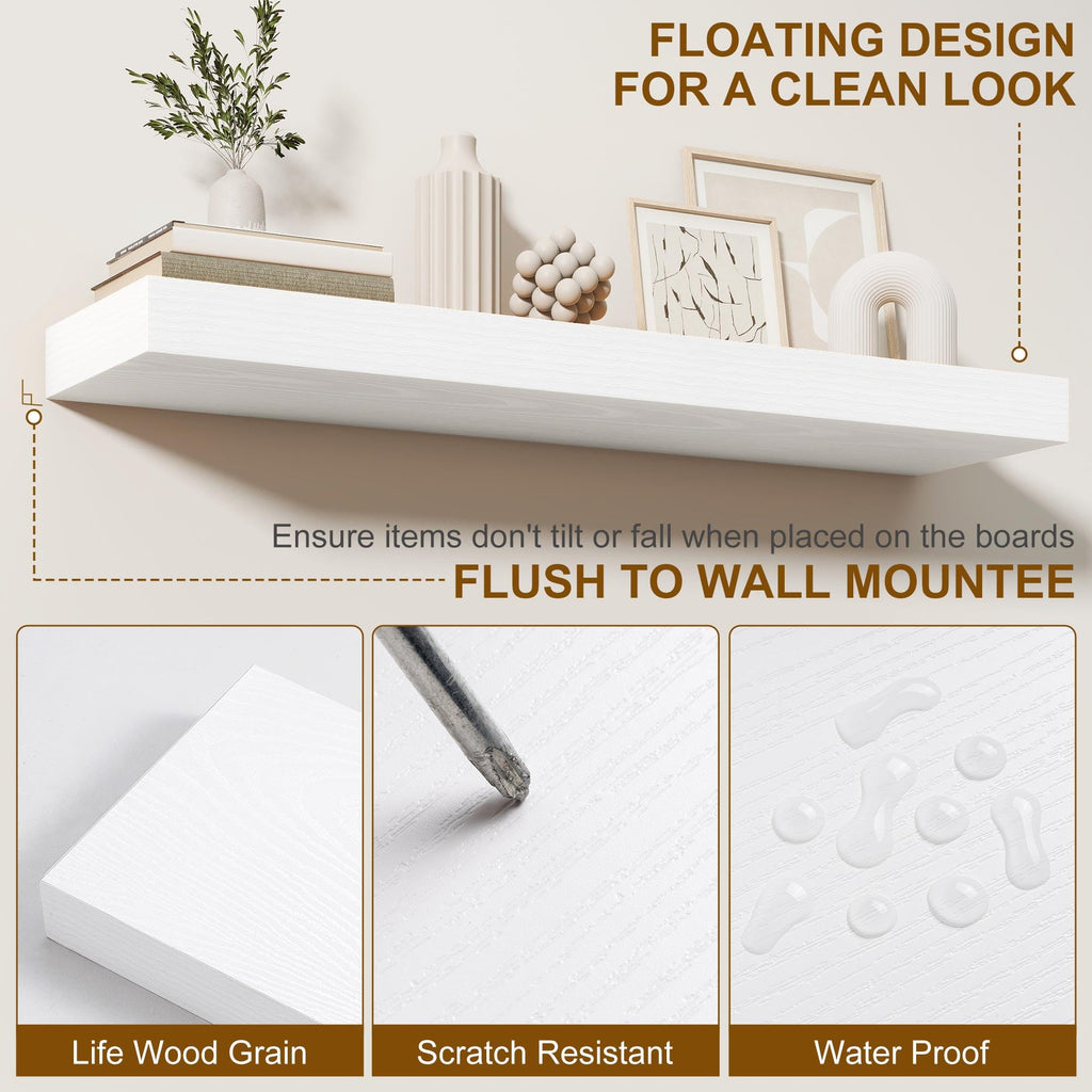 30Inch Floating Shelves for Wall, 2 Pack Rustic Wood Shelves |Kitchen Wall Mounted Floating Shelf with Invisible