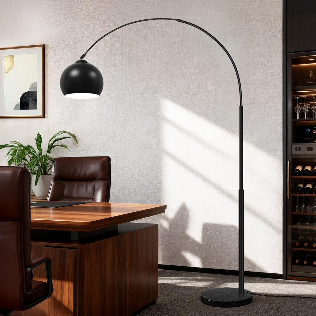 77" Arc Floor Lamp, Upgraded Black Standing Lamp with Remote