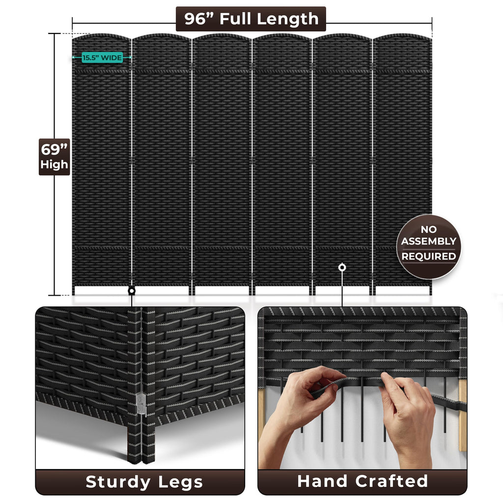 Foldable Room Divider, Mesh Privacy Screen (6 Panel, Grey White)