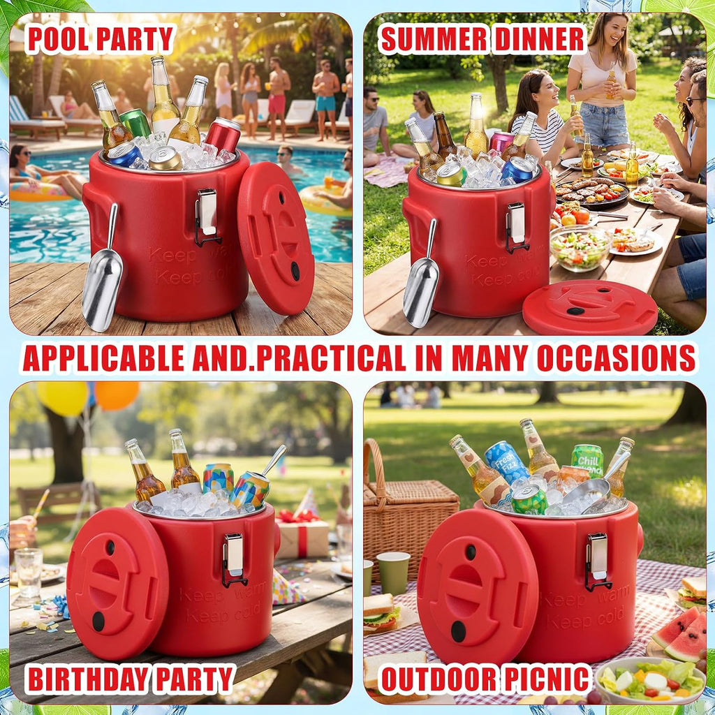 10l Large Insulated Ice Bucket with Lid and Scoop, Double-wall