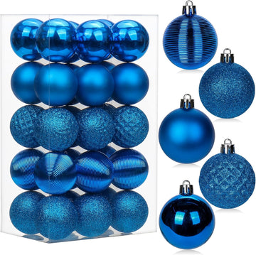 2" Christmas Ball Ornaments Shatterproof Blue Christmas Tree Decorations Xmas Tree Balls Halloween Ornaments - Set of 30