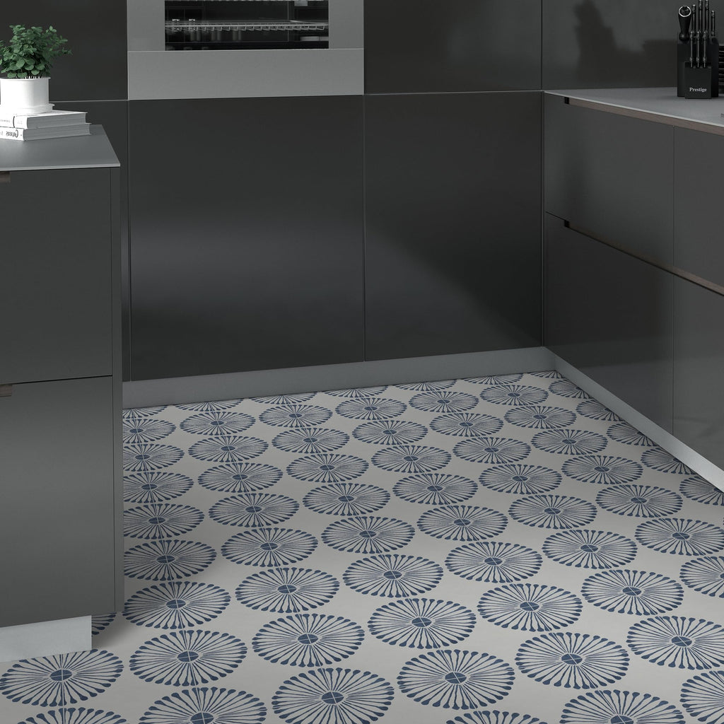 16-Sheet Peel and Stick Floor and Wall Tile, 9" x 9" Blue Stone Composite Self Adhesive Vinyl Flooring, Patterned