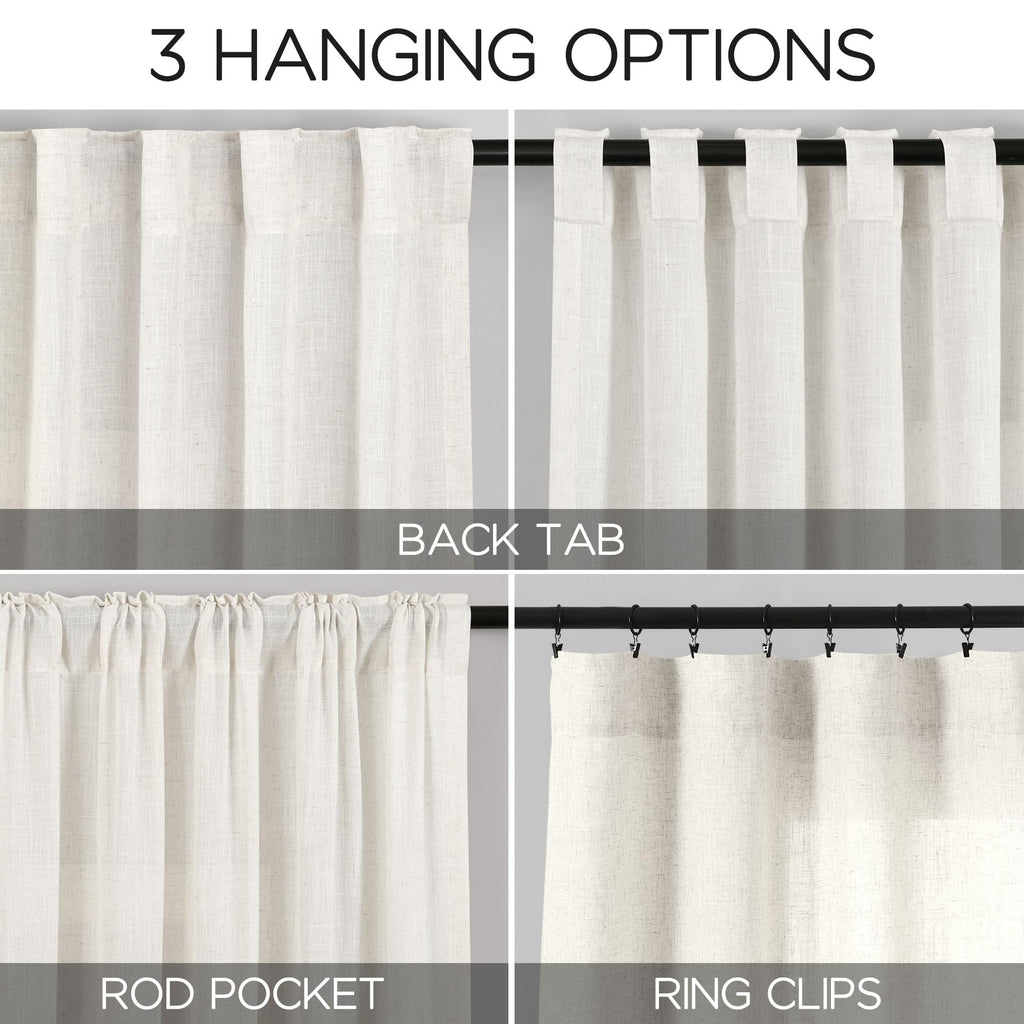 Extra Long Curtain Cocoa Coffee Morden Linen Blend Light Filtering Back Tab Curtains for Long Winodws 120 Inches