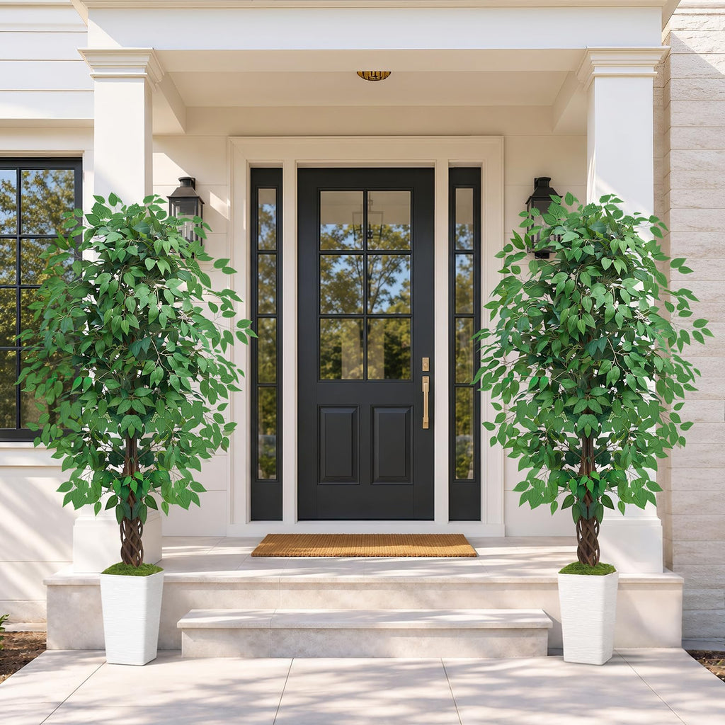 Artificial Ficus Tree, 6FT Tall Fake Plant, Large Faux Floor Tree