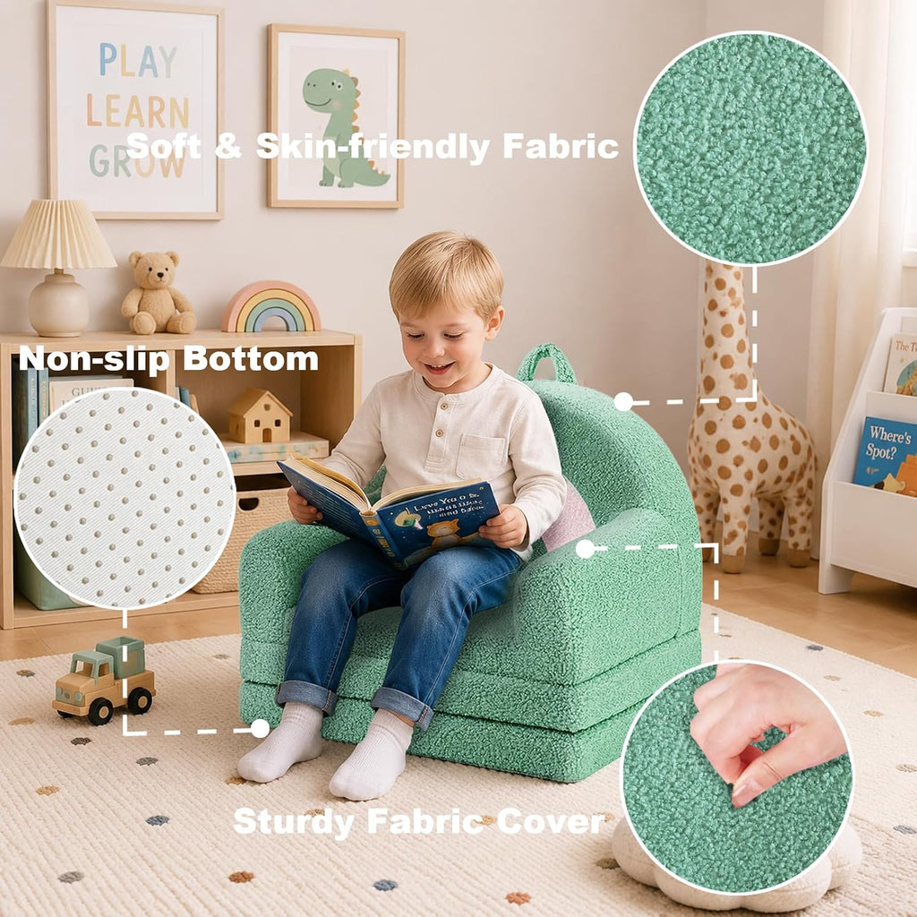 Kids Couch for Toddlers, in-1 Fold Out Toddler Sofa and Lounger, Supportive Foam Chair with Removable Washable
