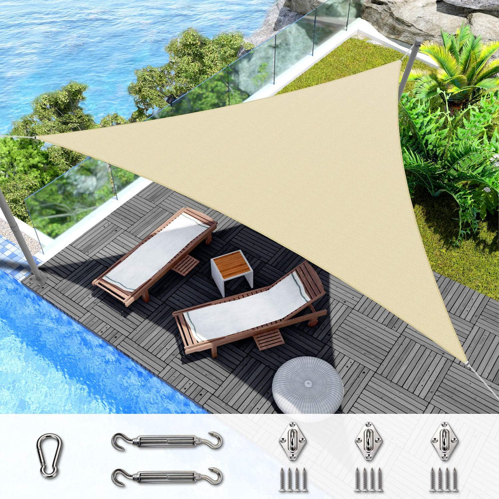11' x 11' x 11' Sun Shade Sail Equilateral Triangle Outdoor Canopy Cover with Hardware Kit UV Block for Backyard