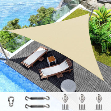 11' x 11' x 11' Sun Shade Sail Equilateral Triangle Outdoor Canopy Cover with Hardware Kit UV Block for Backyard