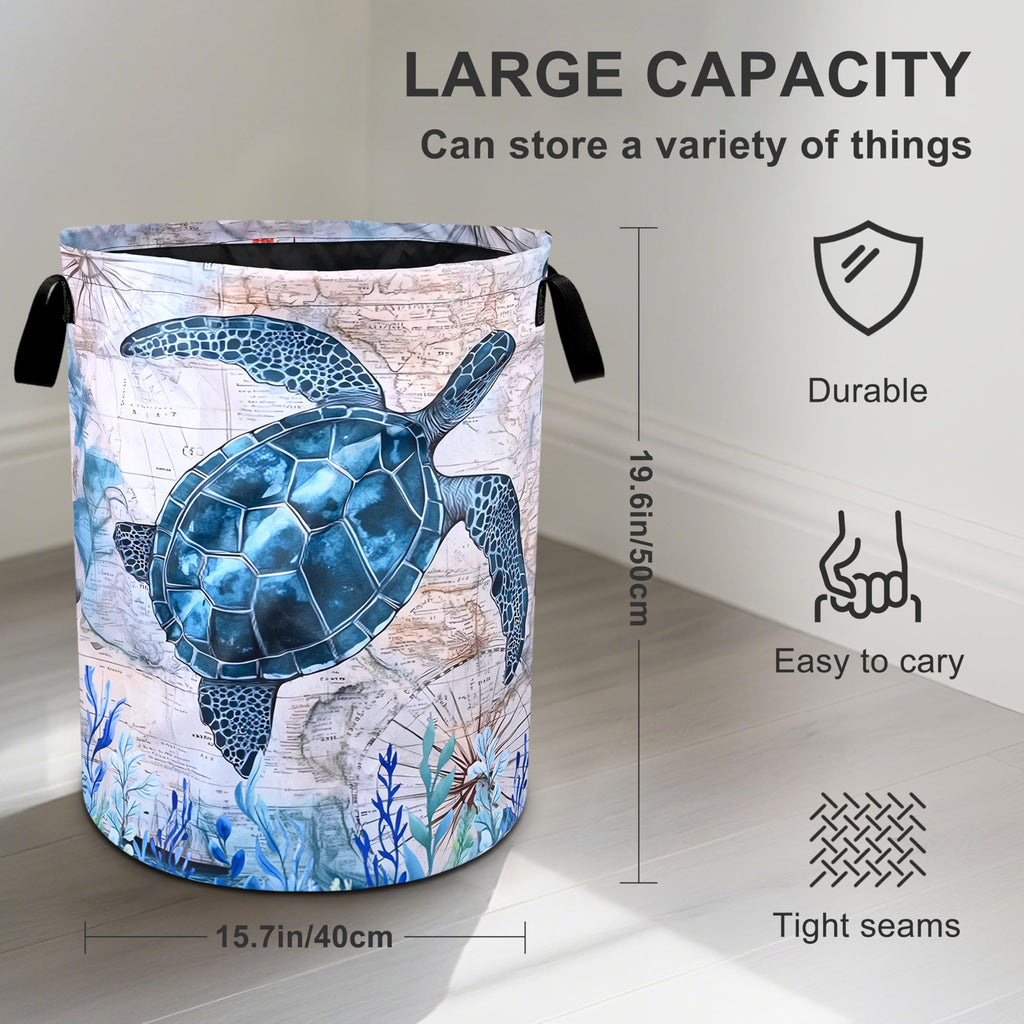 Sea Turtle Laundry Basket Foldable Oxford Cloth Tote Bag Laundry Hamper Clothes Storage Bucket Organizer /Laundry